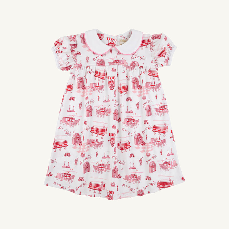 Puff Sleeve Holly Day Dress - Diner Days with Worth Avenue White