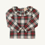 Ramona Ruffle Collar Shirt & Onesie (Long Sleeve Flannel) - Charlie Place Plaid with Newport Night