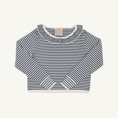 Reece Ruffle Sweater - Palmetto Pearl & Nantucket Navy Stripe