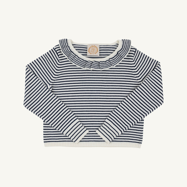 Reece Ruffle Sweater - Palmetto Pearl & Nantucket Navy Stripe