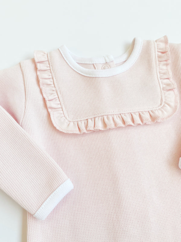 Rock Me Romper (Ribbed) - Palm Beach Pink with Worth Avenue White