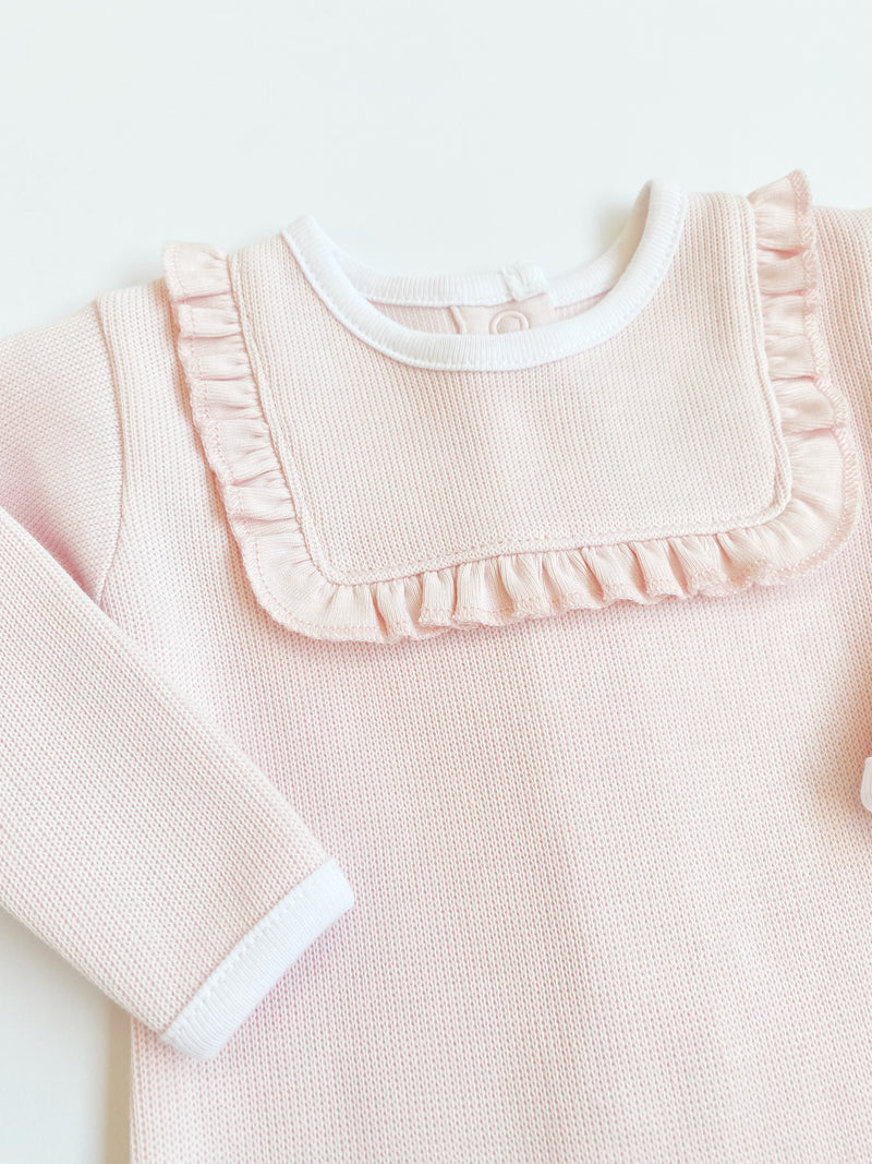 Rock Me Romper (Ribbed) - Palm Beach Pink with Worth Avenue White