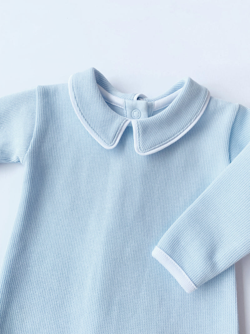 Rock Me Romper (Ribbed) - Buckhead Blue with Worth Avenue White