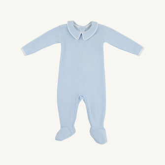 Embroidery result for: Rock Me Romper (Ribbed) - Buckhead Blue with Worth Avenue White
