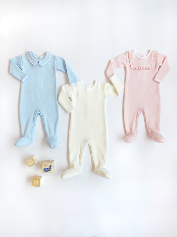 Rock Me Romper (Ribbed) - Buckhead Blue with Worth Avenue White