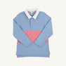 Rollins Rugby Shirt - Barrington Blue, Worth Avenue White, & Nantucket Red with Nantucket Red Stork