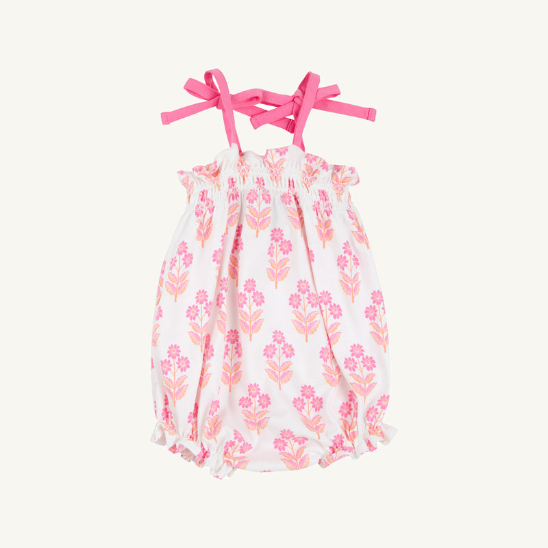 Rosey Romper - Bridgetown Harbour Hand Block with Winter Park Pink