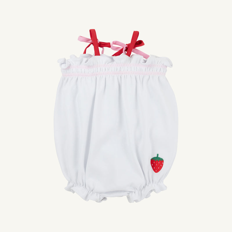 Rosey Romper - Worth Avenue White, Richmond Red and Pier Party Pink with Strawberry Applique