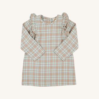 Embroidery result for: Long Sleeve Ruehling Ruffle Dress - Henry Clay Houndstooth (Edisto Egg Blue)