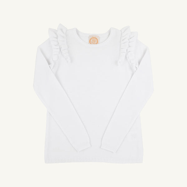 Ruehling Ruffle Sweater - Worth Avenue White