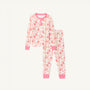 Introducing the Sara Jane’s Sweet Dreams Set - Gourd-geous (Palmetto Pearl) with Palm Beach Pink by The Beaufort Bonnet Company: this cozy cotton, long-sleeve pajama set features chic Palm Beach Pink cuffs and collar and a charming all-over gourd-inspired print on a white Palmetto Pearl background. Perfect for girls, these fall pajamas combine comfort and style for cooler nights.