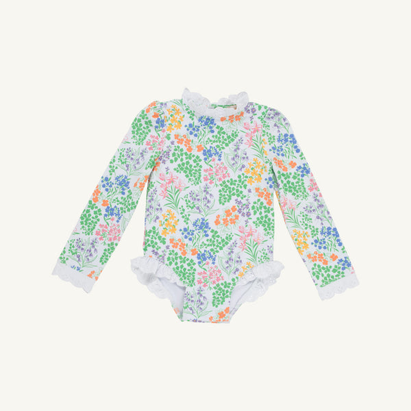 Sarasota Surf Suit - Gaston Street Garden with Worth Avenue White (UPF 35+)