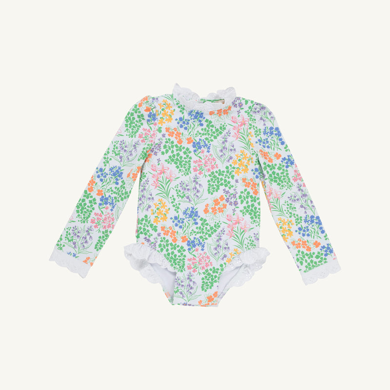 Sarasota Surf Suit - Gaston Street Garden with Worth Avenue White (UPF 35+)
