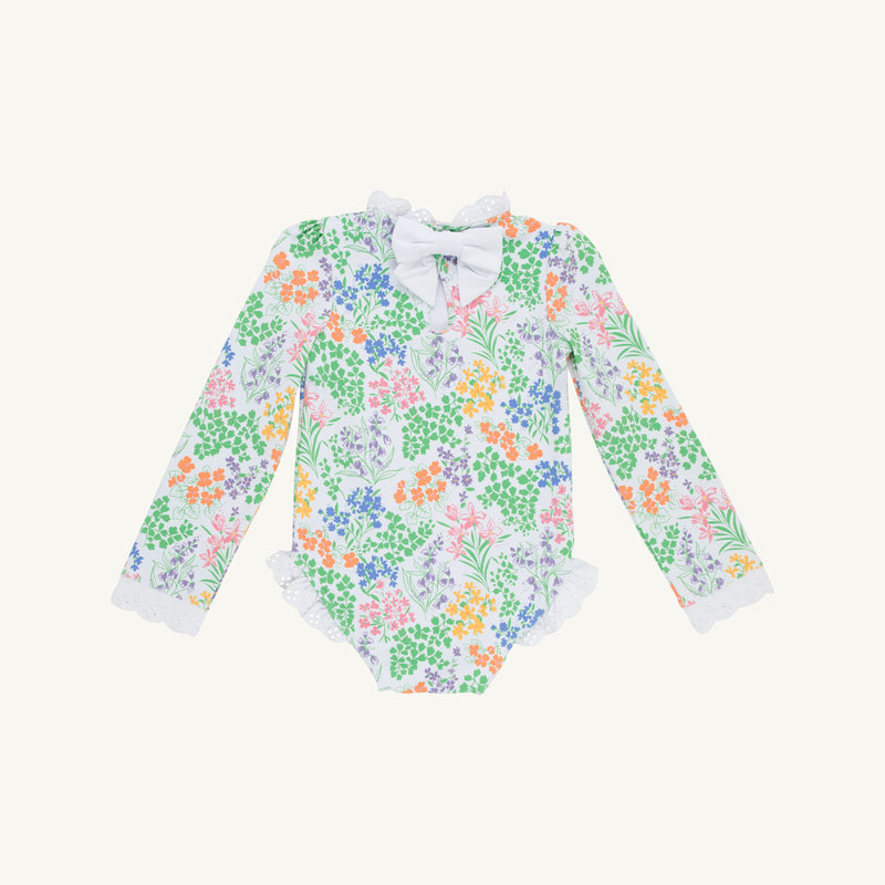 Sarasota Surf Suit - Gaston Street Garden with Worth Avenue White (UPF 35+)