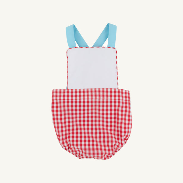 Sayre Sunsuit - Richmond Red Gingham with Belhaven Blue and Worth Avenue White