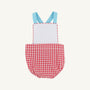 Sayre Sunsuit - Richmond Red Gingham with Belhaven Blue and Worth Avenue White