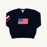 Seaton Intarsia Sweater - Nantucket Navy, Worth Avenue White & Richmond Red Stripes with American Flag