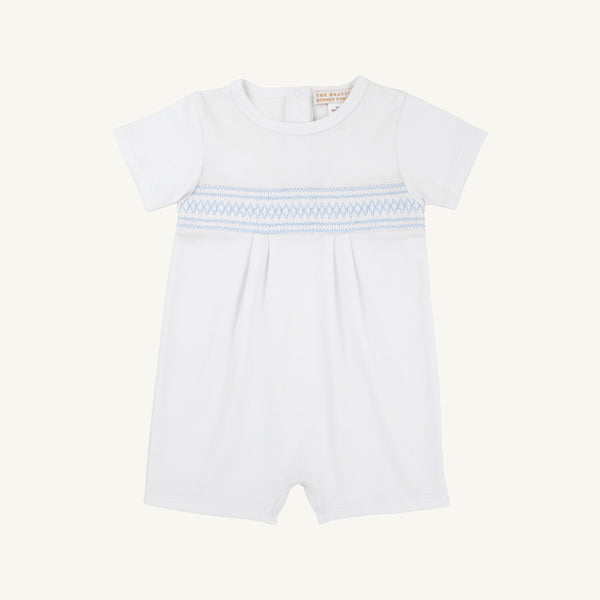 Sebastian Smocked Romper - Worth Avenue with Beale Street Blue with Sarasota Sky
