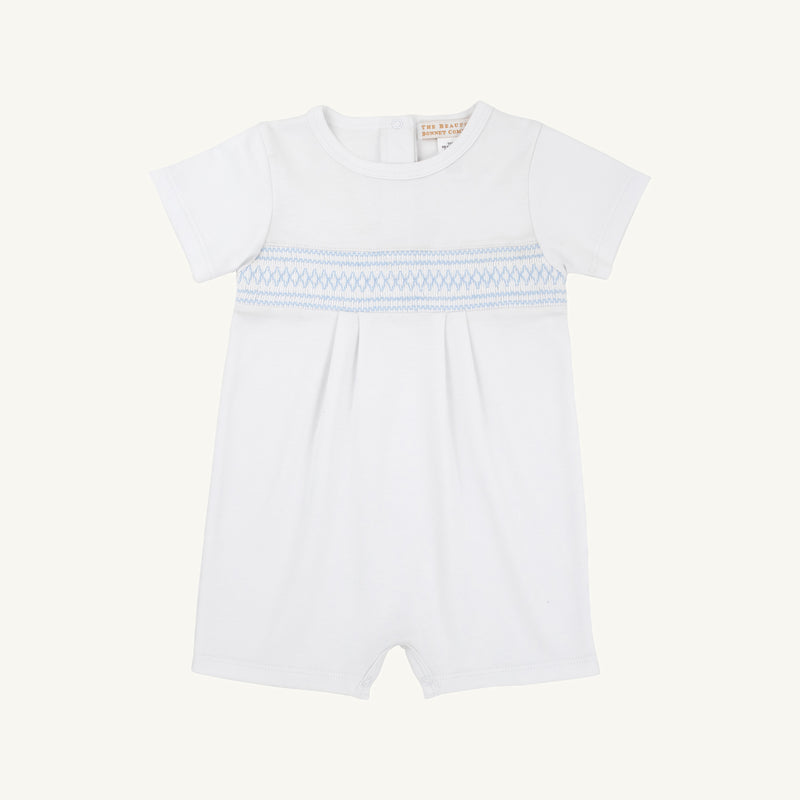 Sebastian Smocked Romper - Worth Avenue with Beale Street Blue with Sarasota Sky