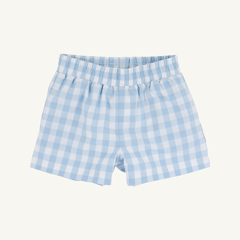 Sheffield Shorts - Barrington Blue Check with Worth Avenue White Stork