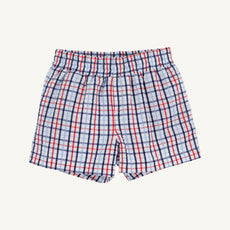 Sheffield Shorts - Pierce Mill Plaid Seersucker with Nantucket Navy Stork