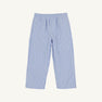 Sheffield Pants - Park City Periwinkle Ticking Stripe with Nantucket Navy Stork pull-on trousers with an elastic waistband.