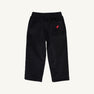 Sheffield Pants - Newport Night Corduroy with Richmond Red Stork by The Beaufort Bonnet Company, designed for children, feature an elastic waistband and a single back pocket adorned with a small red embroidered stork logo. The pants are displayed on a plain white background.