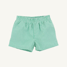 Sheffield Shorts - Gibson Island Green Mini Gingham with Multicolor Stork