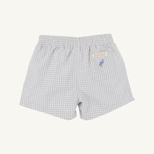 Sheffield Shorts - Grantley Gray Mini Gingham with Park City Periwinkle Stork