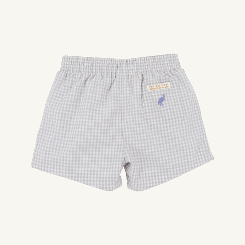 Sheffield Shorts - Grantley Gray Mini Gingham with Park City Periwinkle Stork