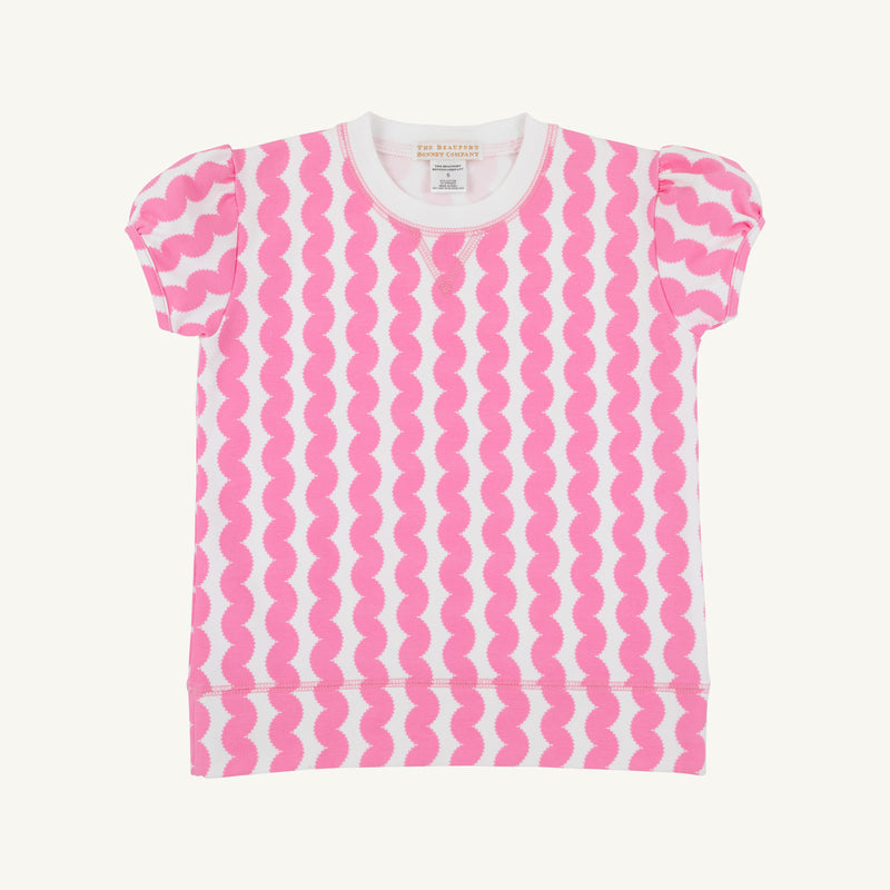 Short Puff Sleeve Cassidy Comfy Crewneck - Tribeca Trims with Worth Avenue White