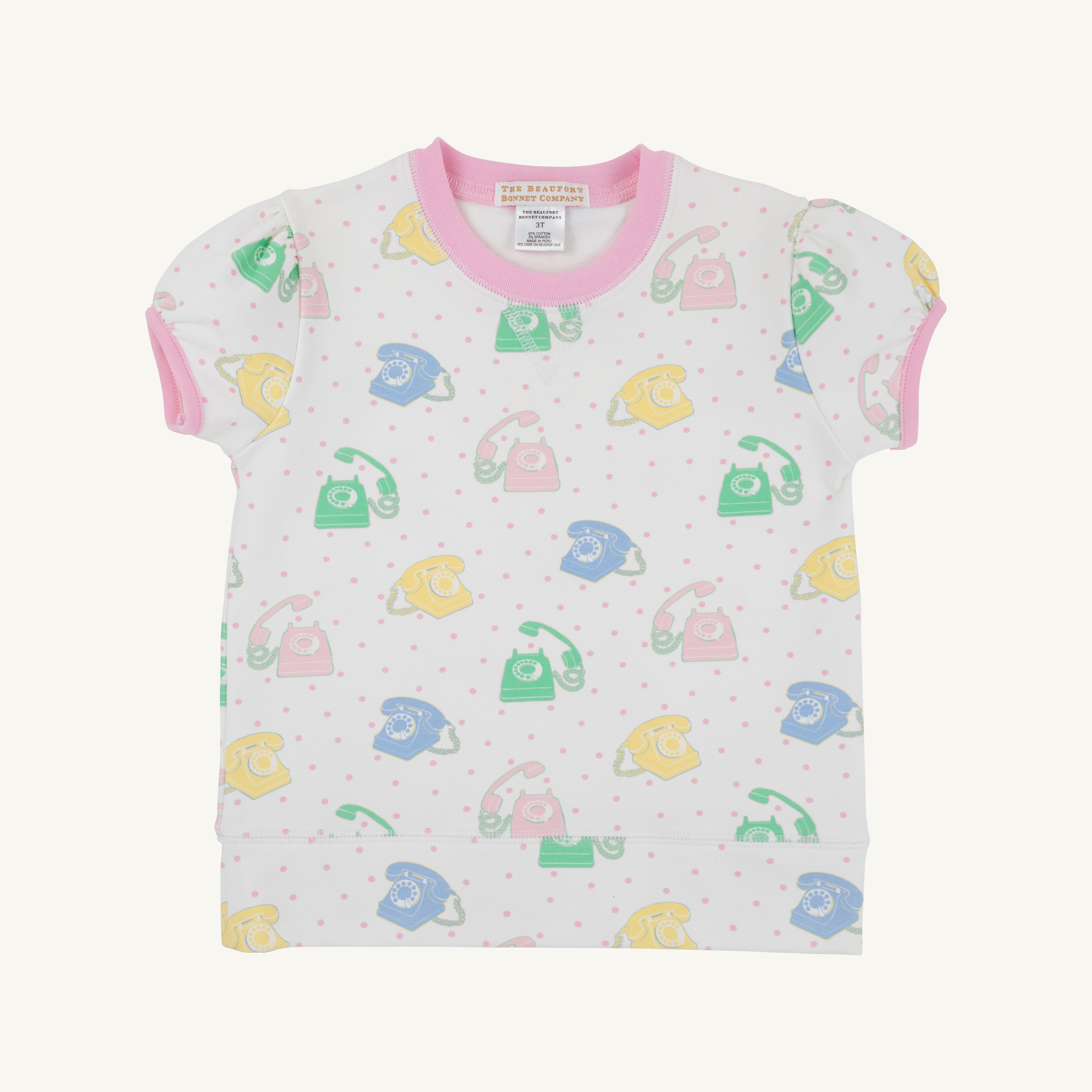 Short Puff Sleeve Cassidy Comfy Crewneck - You Had Me at Hello with Pier Party Pink