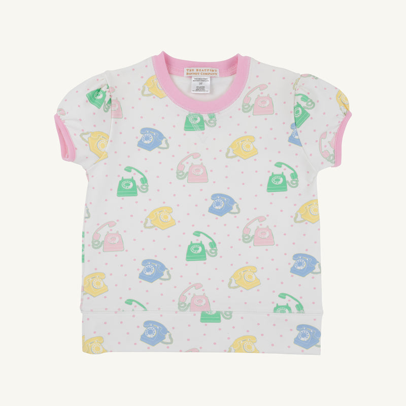 Short Puff Sleeve Cassidy Comfy Crewneck - You Had Me at Hello with Pier Party Pink