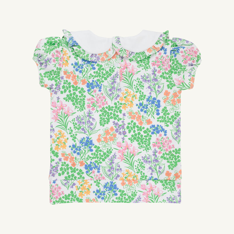 Short Sleeve Maude's Cassidy Comfy Crewneck - Gaston Street Garden with Worth Avenue White