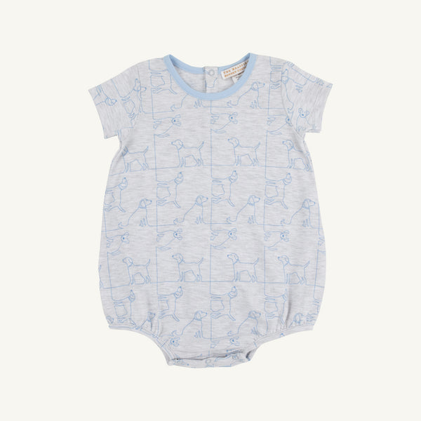 Short Sleeve Patton Play Bubble - Puppy Puzzle with Beale Street Blue
