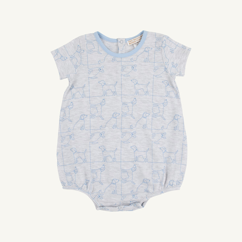 Short Sleeve Patton Play Bubble - Puppy Puzzle with Beale Street Blue