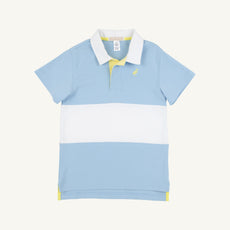 Short Sleeve Rollins Rugby Shirt - Beale Street Blue, Lake Worth Yellow & Worth Avenue White