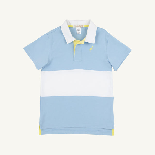 Short Sleeve Rollins Rugby Shirt - Beale Street Blue, Lake Worth Yellow & Worth Avenue White