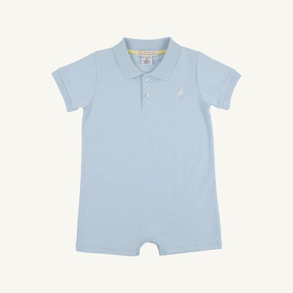 Sir Proper's Romper - Buckhead Blue with Multicolor Stork