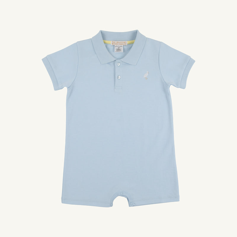 Sir Proper's Romper - Buckhead Blue with Multicolor Stork
