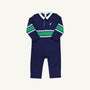 Sir Proper's Rugby Romper - Nantucket Navy with Beale Street Blue & Kiawah Kelly Green Stripe