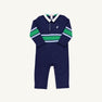 Sir Proper's Rugby Romper - Nantucket Navy with Beale Street Blue & Kiawah Kelly Green Stripe