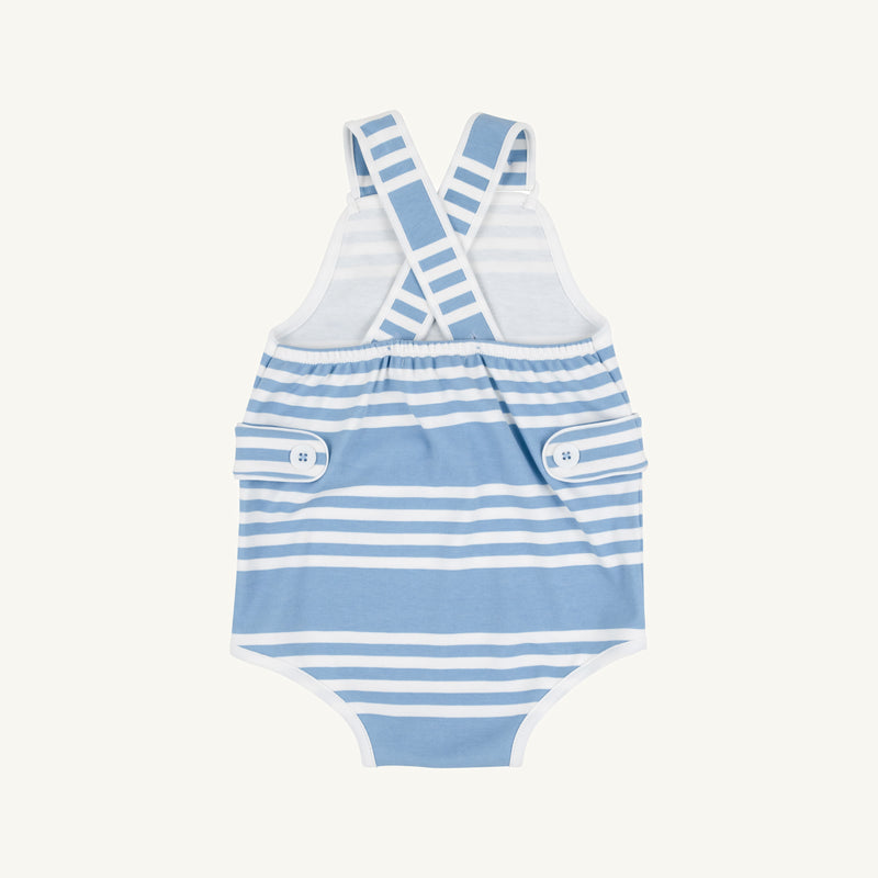 Skipper Sunsuit - Saddle Ridge Stripe (Sarasota Sky) with Worth Avenue White