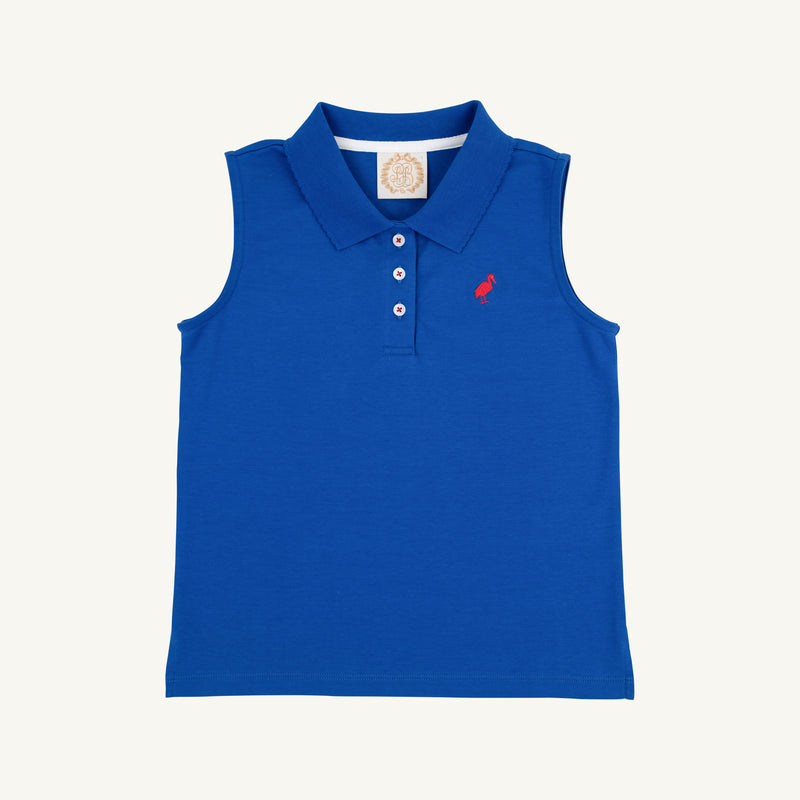 Sleeveless Anna Price Polo - Rockefeller Royal Blue with Richmond Red Stork