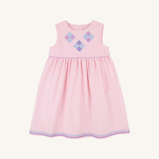 Sleeveless Cindy Lou Dress (Corduroy) - Palm Beach Pink with Palisades Purple Gingham, Palisades Purple, Beale Street Blue, & Patchwork Appliques