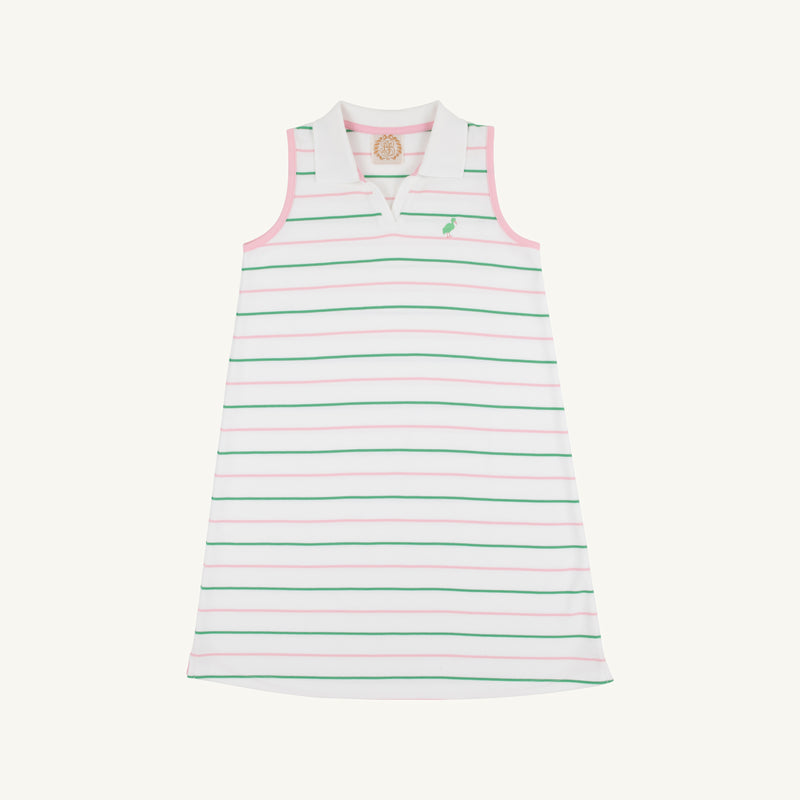 Sleeveless Maude's Polo Dress - Tradd Street Stripe with Pier Party Pink