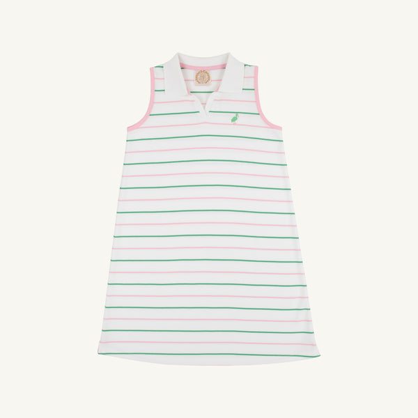 Sleeveless Maude's Polo Dress - Tradd Street Stripe with Pier Party Pink