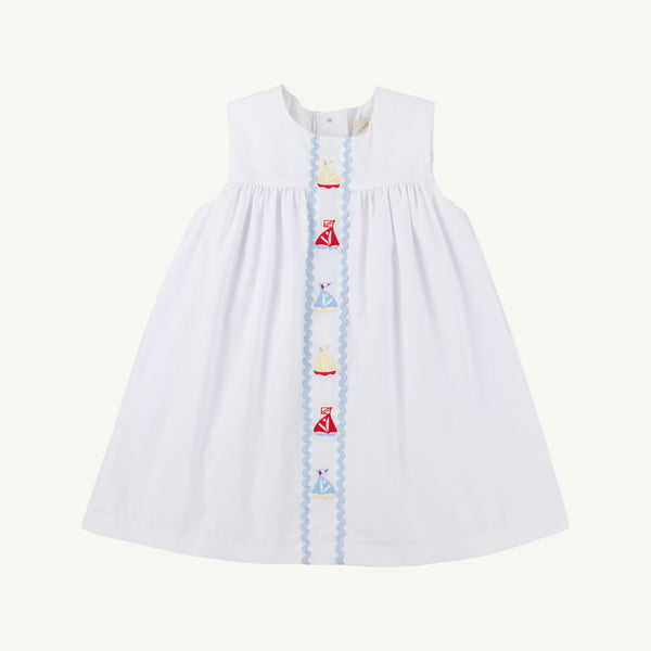 Sleeveless Tabitha's Teachers Pet Dress - Worth Avenue White with Sailboats