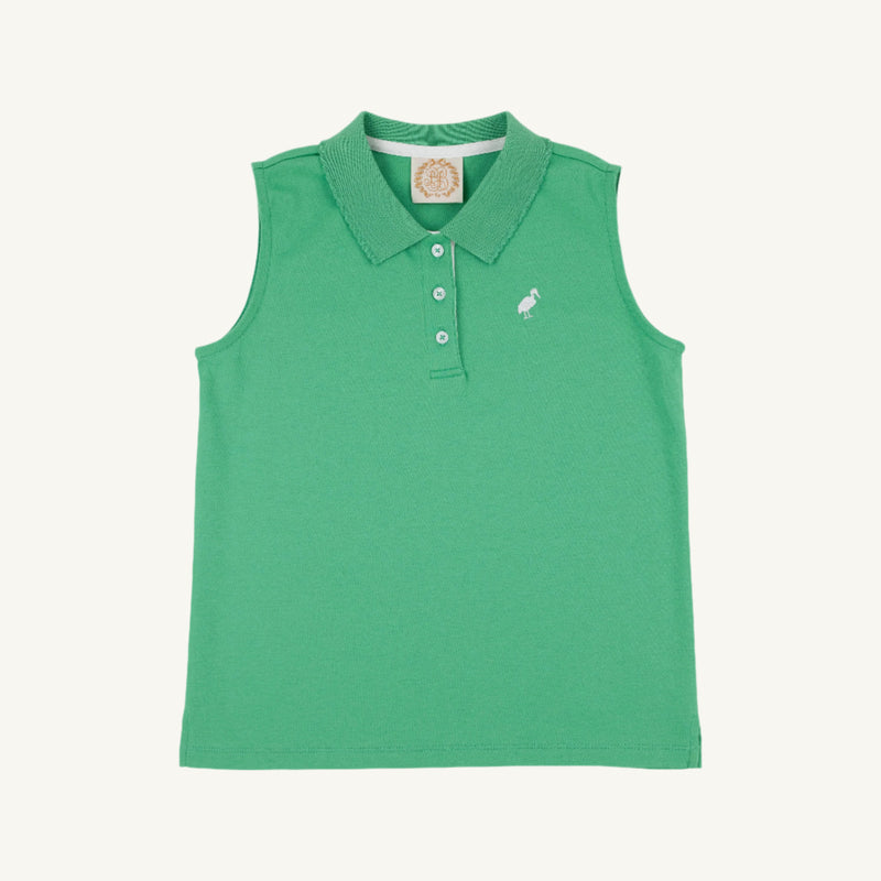 Sleeveless Anna Price Polo - Gibson Island Green with Worth Avenue White Stork