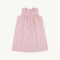 Sleeveless Dowell Day Dress - Central Park Posies & Worth Avenue White